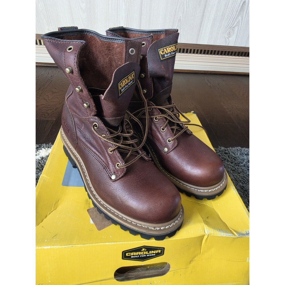Carolina Grizzlies Work Boots Mens 11.5D Vintage USA Brown Leather Logger 989
